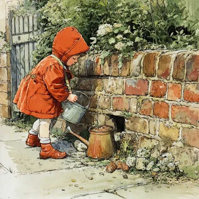 Children Playing Watercolor Painting Illustration