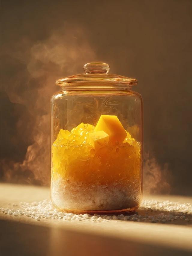 Mango Yuzu Sago Drink Art Cinematic Lighting
