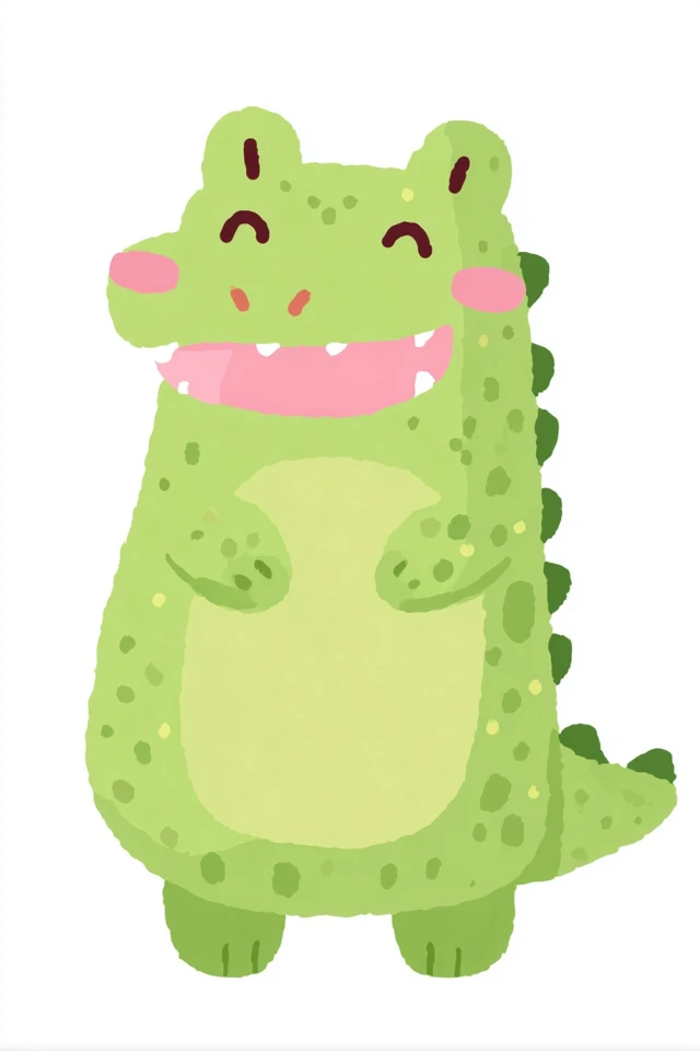 Cute Green Crocodile Vector Illustration