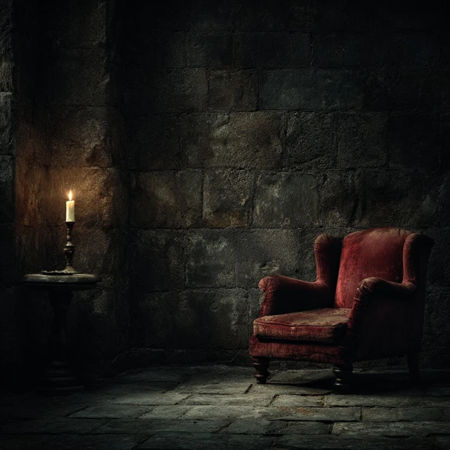 Empty Chair and Candle 1970s Album Cover Style