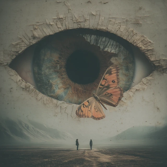 Surreal Eye Butterfly Dreamlike Isolation Art