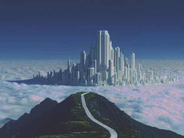 Futuristic City in the Clouds - A Journey to Knowledge