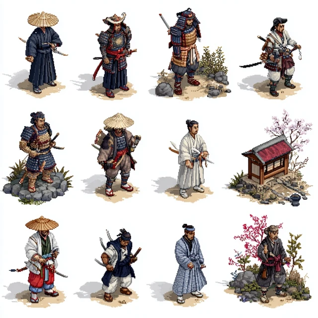 Ancient Japan Tactics Game Sprites