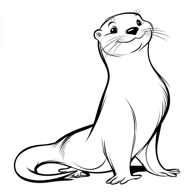 Cute Cartoon Otter Coloring Page