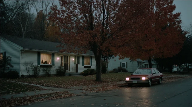 Autumn Suburban Street Scene Wisconsin Night