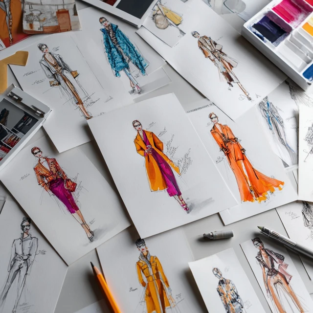 Fashion Designer Workspace Haute Couture Sketches
