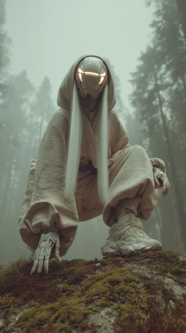 Cyberpunk Cyborg in Wilderness