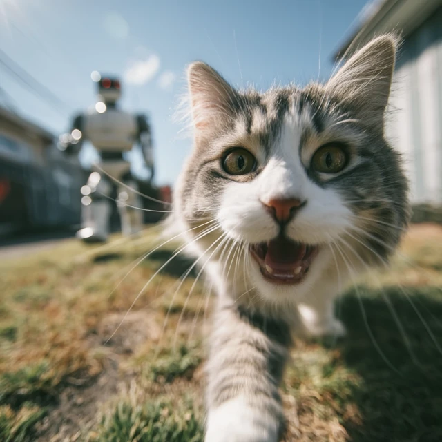 Cat vs Robot: A Funny Chase