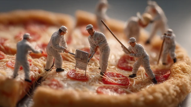 Miniature Pizza Makers Ultra Realistic Photography