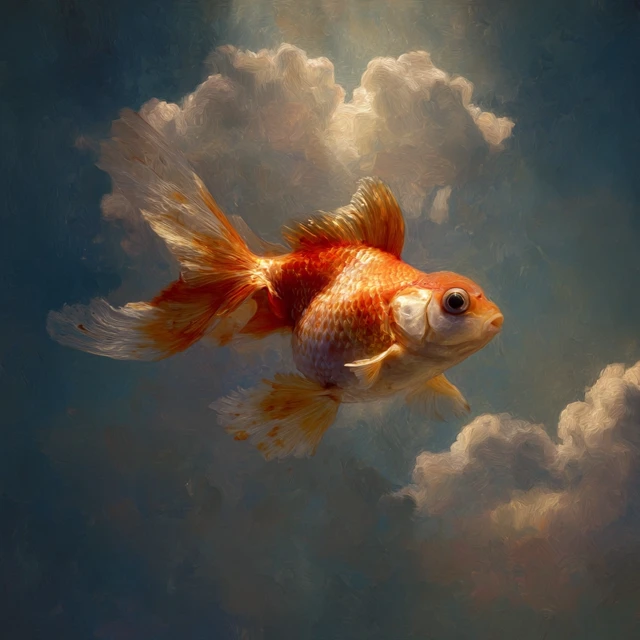 Timmy the Goldfish in Heaven A Heavenly Painting