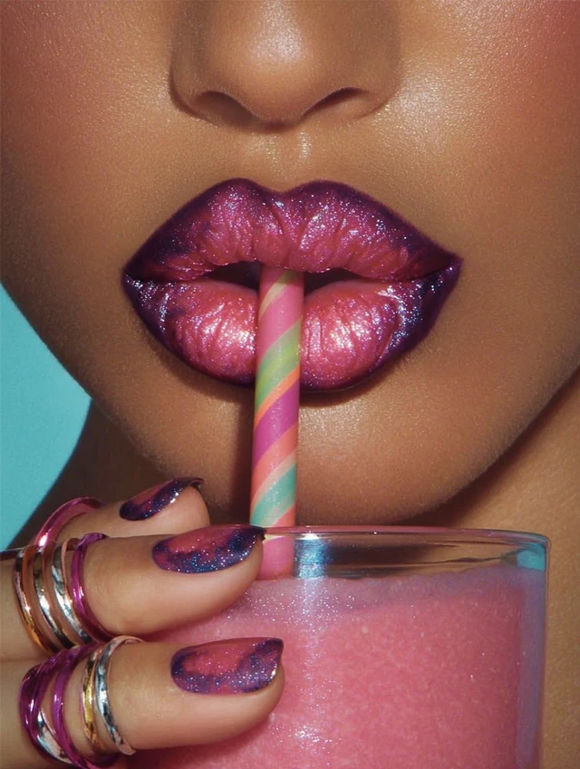 Glamorous Lips and Nails Fashion Beauty