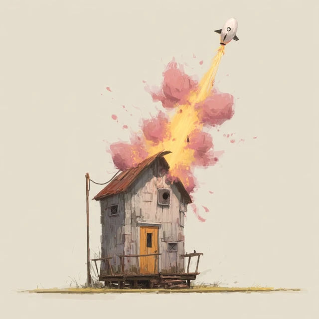 Rocket Birdhouse Collision Art