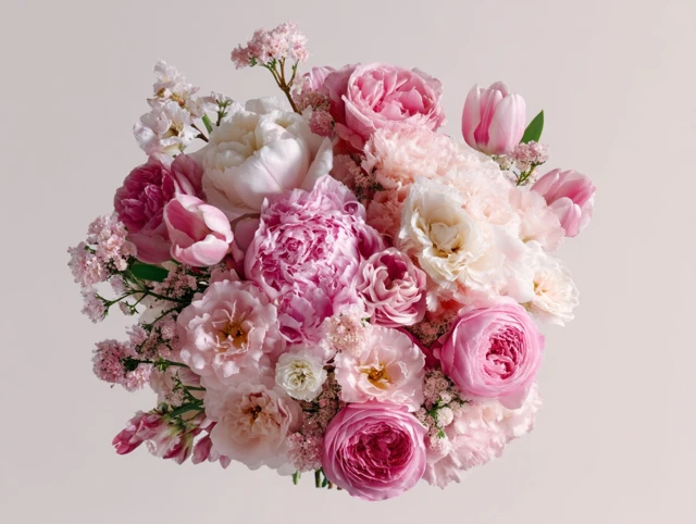 Pink Floral Bouquet with Peonies and Roses