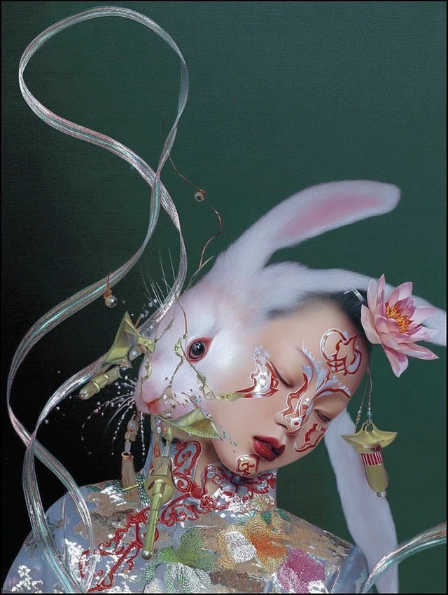 Rabbit Girl Portrait Chinese Inspired Art