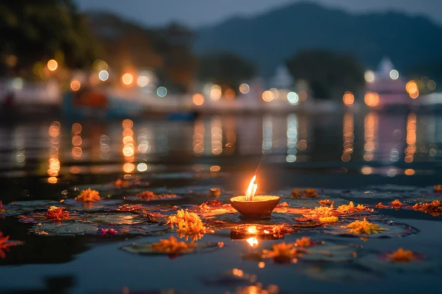 Diwali Candle in Rishikesh River