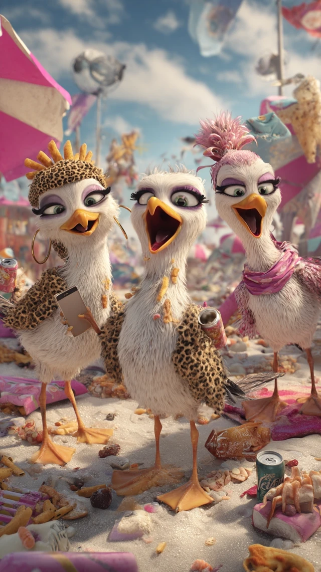 Funny Seagull Beach Party 3D Animation