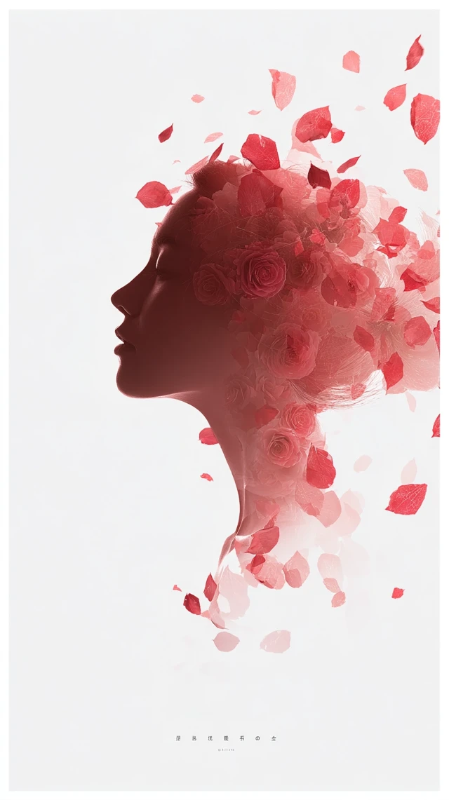 Mothers Day Poster Elegant Rose Petals Woman Minimalist