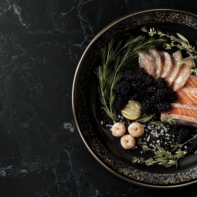 Delicious Seafood Platter Caviar Fish and More