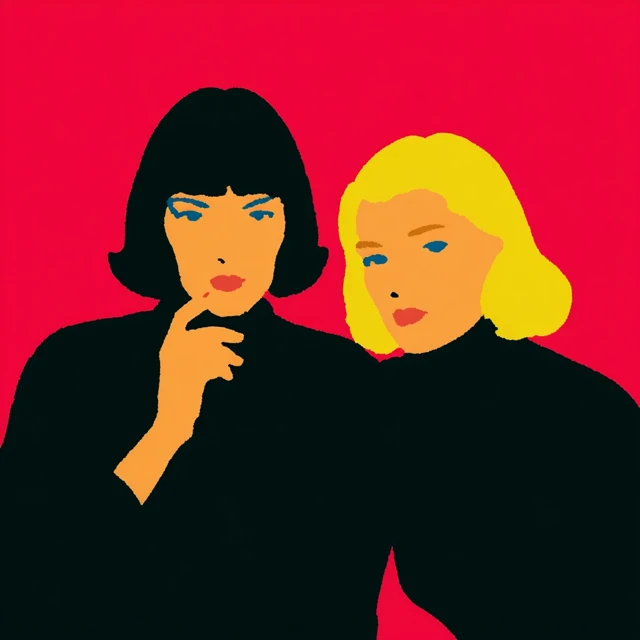 Two Women Illustration Vintage Style