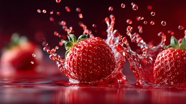 Strawberry Splash Cinematic Shot Food Photography