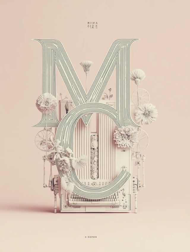 Elegant Letter M Art with Nature Elements
