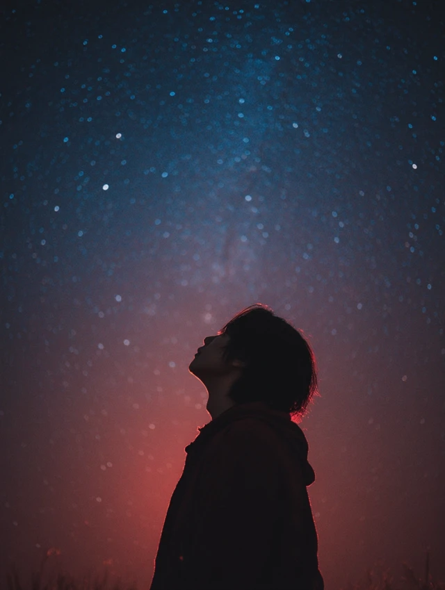 Youth Gazing at the Stars Minimalist Photography