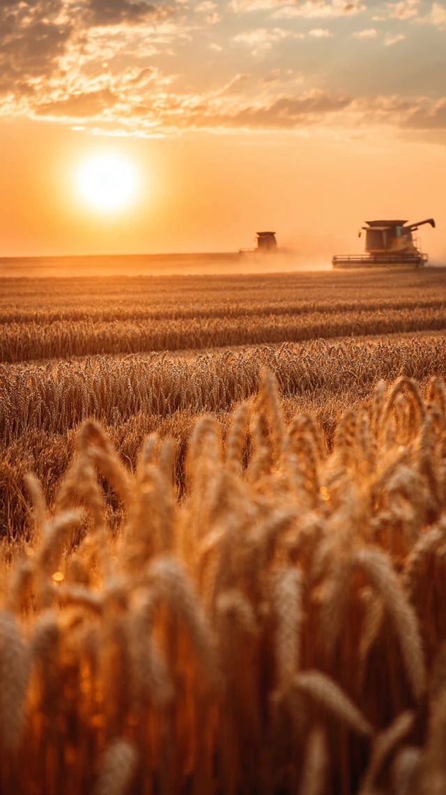 Golden Wheat Field Harvest at Sunset