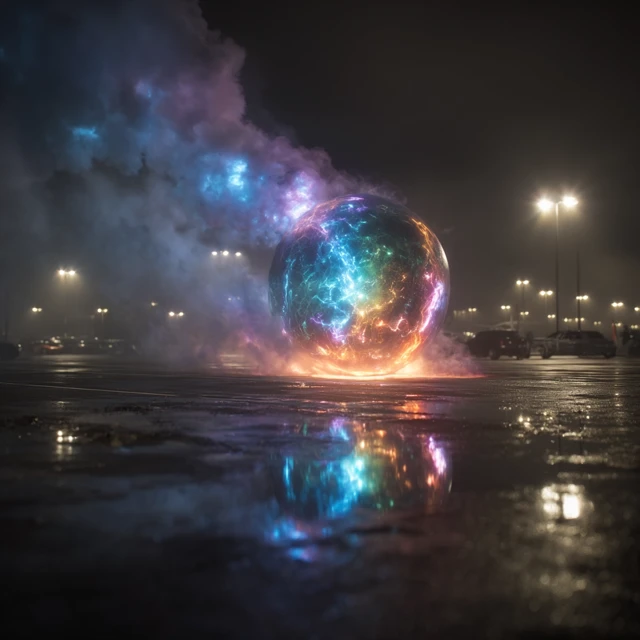 Metallic Orb UFO Havoc in Parking Lot