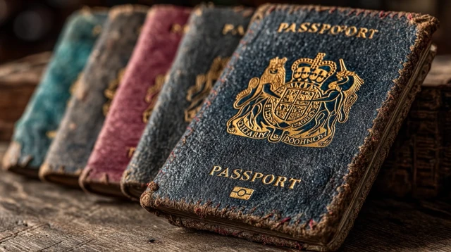 Vintage Passports US Travel Documents Close Up