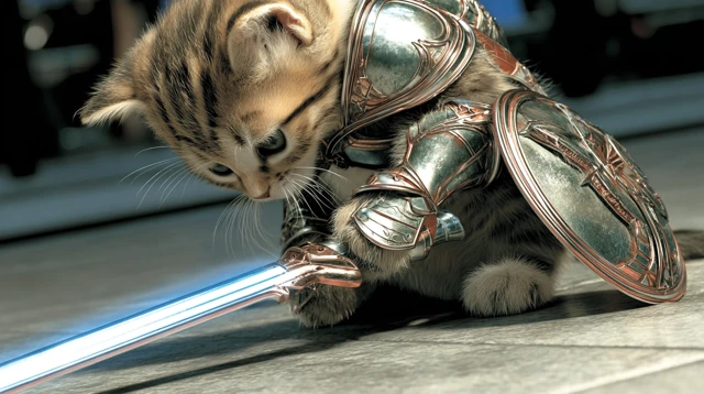 Kitten Knight in Shiny Armor A Purrfect Warrior