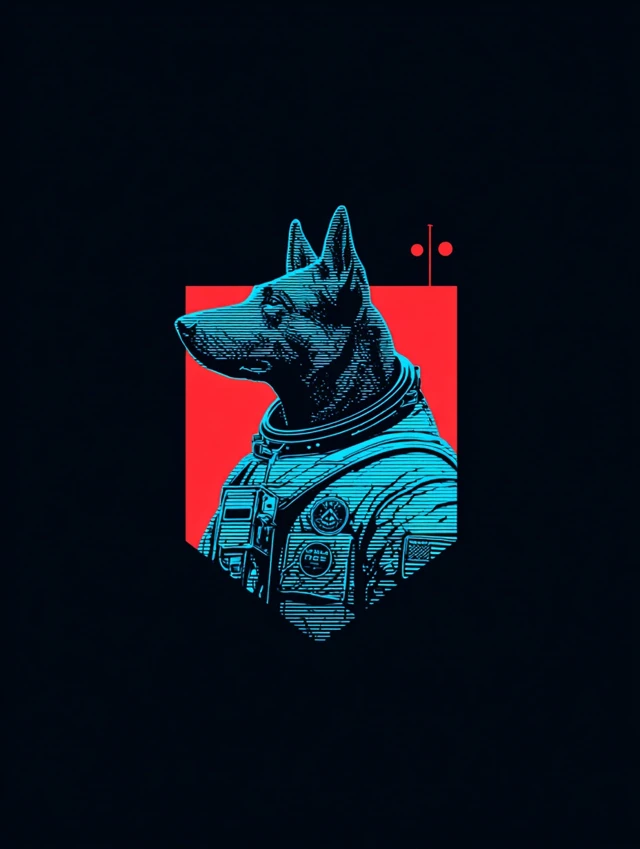 Space Dog Badge Design Futuristic SciFi