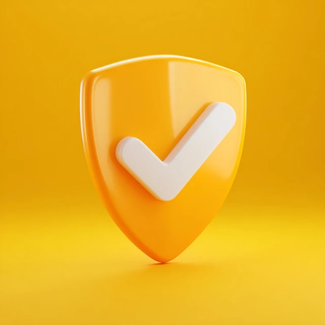 3D Shield Icon Checkmark Symbol Protection