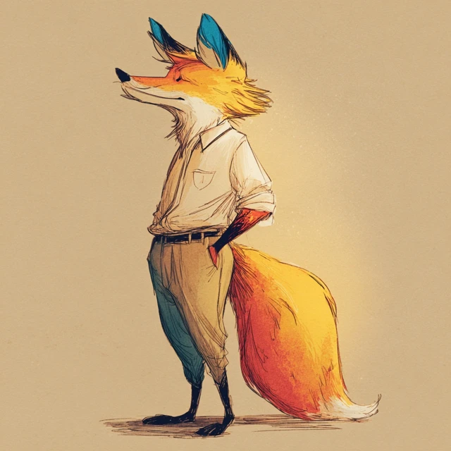 Anthropomorphic Fox Illustration Confident Elegant Casual
