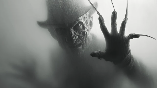 Freddy Krueger Black and White Horror Photo