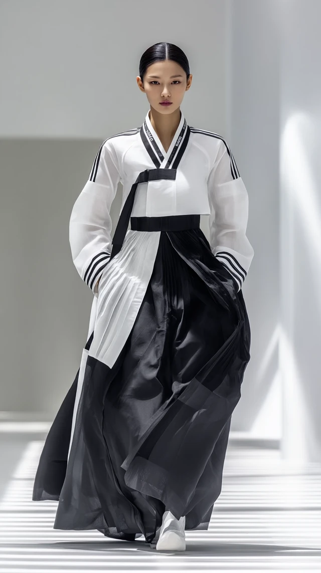 Adidas Fusion Hanbok Korean Woman Photorealistic