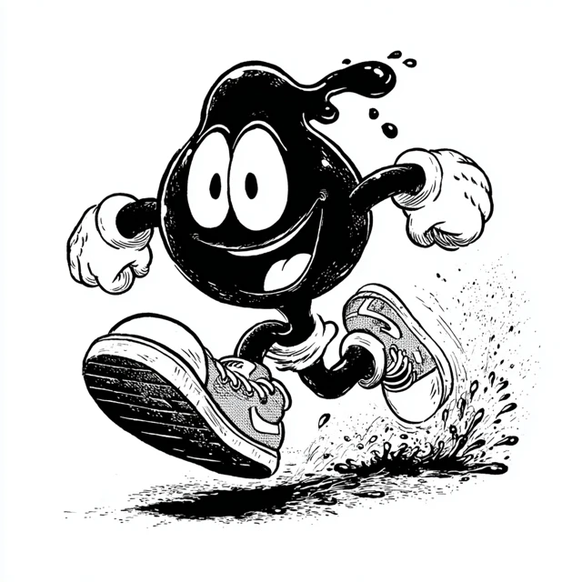 Retro Cartoon Slimeball Running Fast