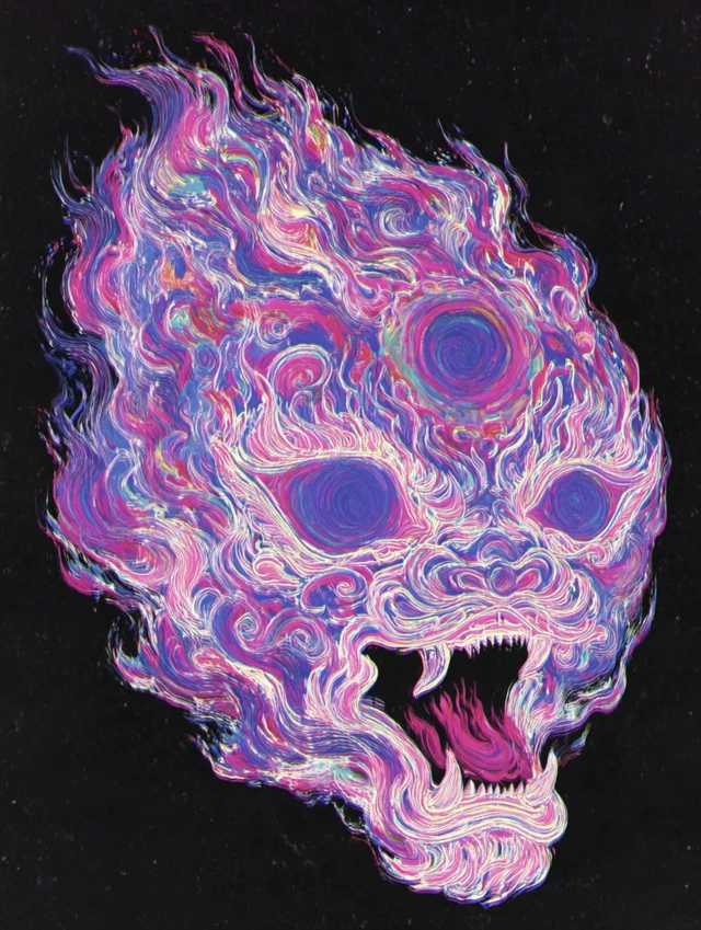 Fiery Skull Hot Air Balloon Art