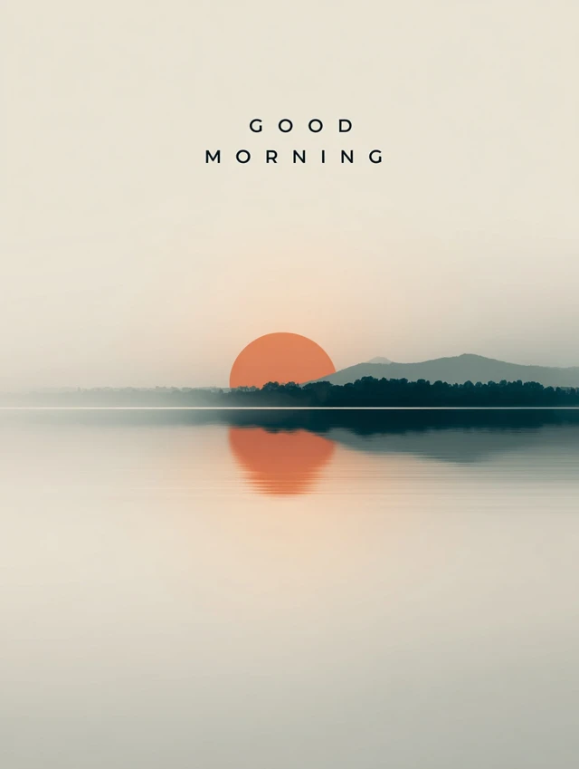 Sunrise Lake Reflection Good Morning Minimalist Poster