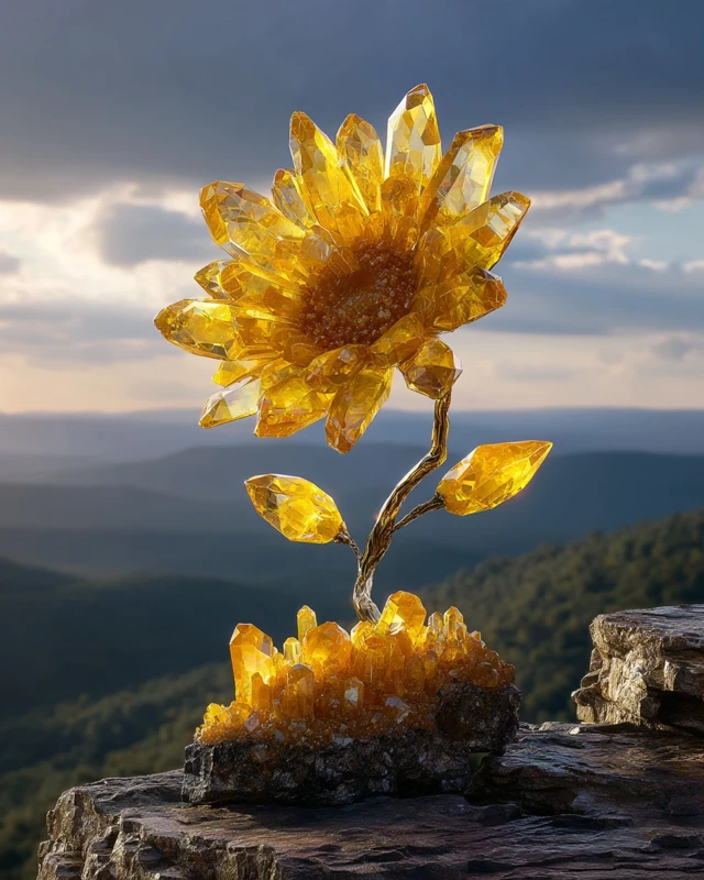Crystal Sunflower Sculpture