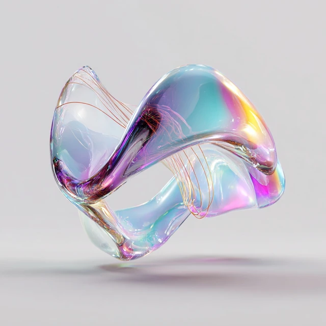 Abstract 3D Shape Fluid Iridescent Digital Art