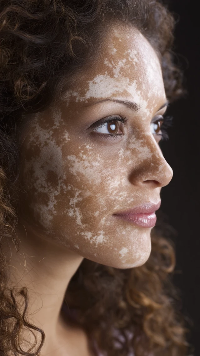 Vitiligo Face Portrait Close Up