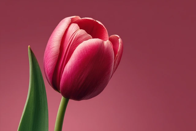 Pink Tulip Flower Close Up on Pink Background