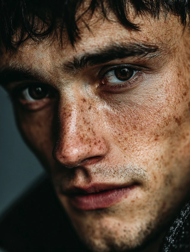 European Male Model Portrait Close Up Fashion Magazine