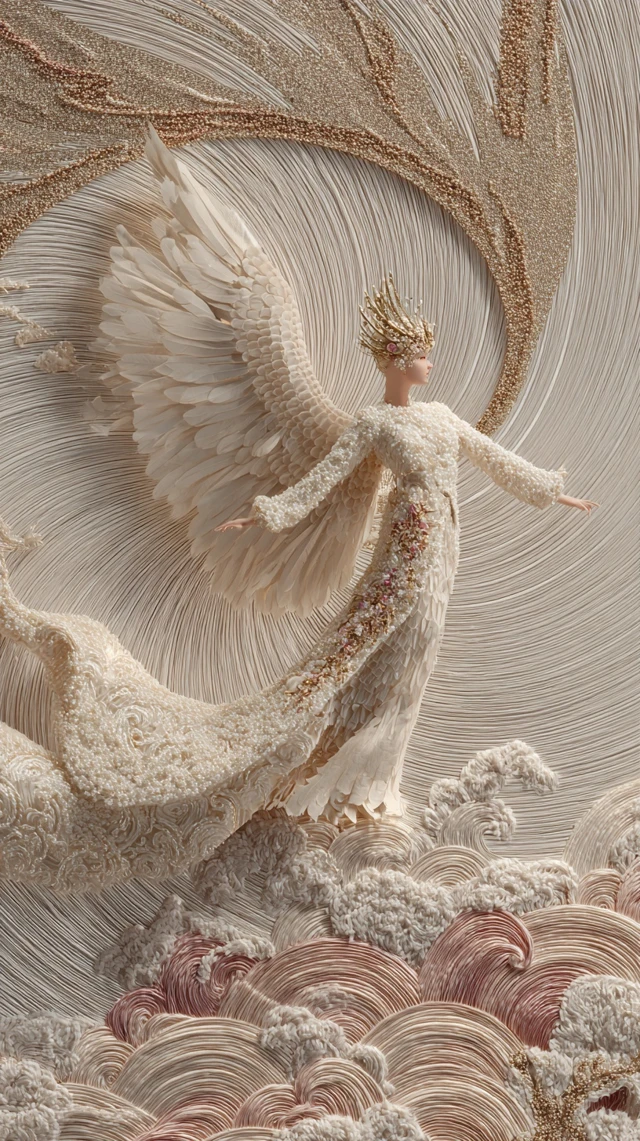 Winged Goddess Embroidery Fantasy Art