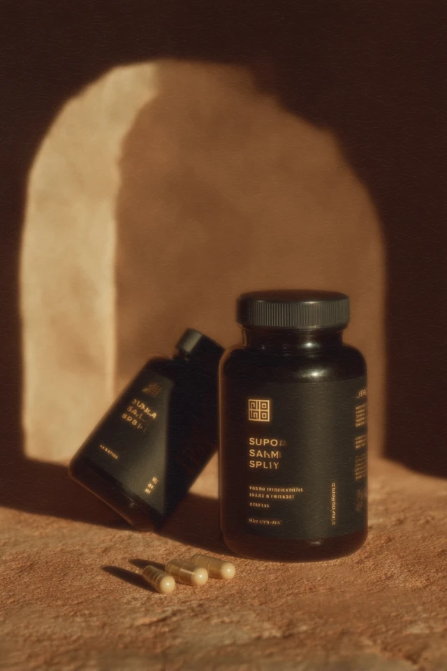 Wellness Supplement Bottles Minimalist Photo