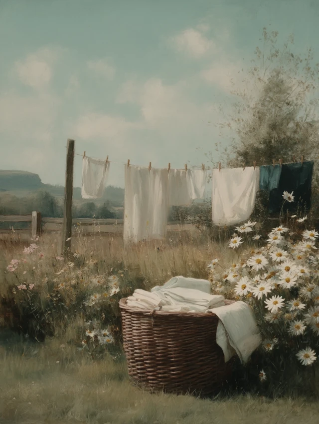 Vintage Countryside Oil Painting Summer Day
