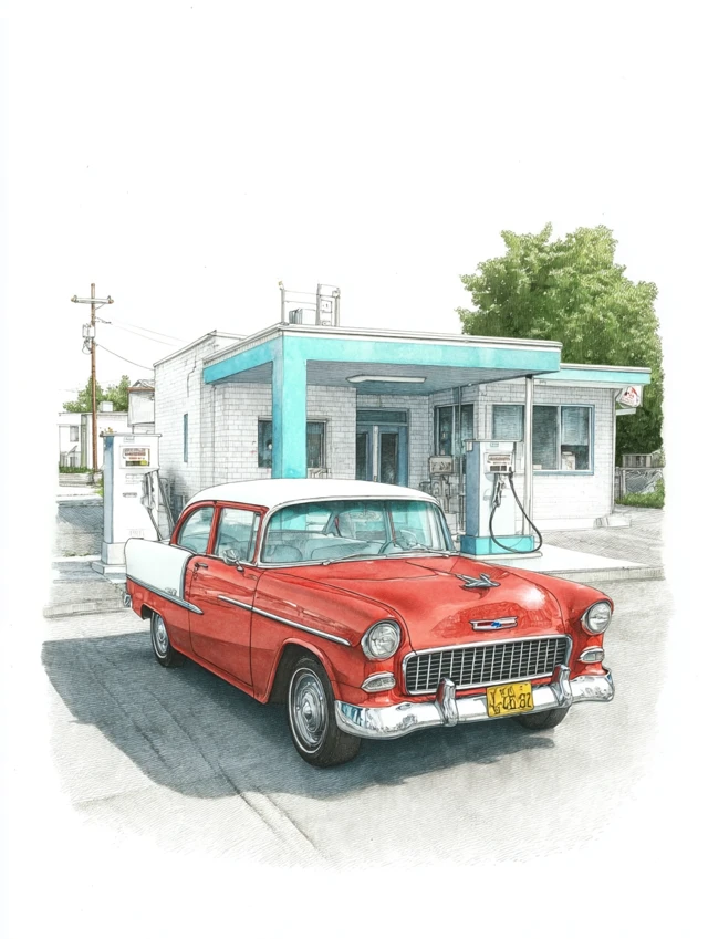 1955 Chevy Bel Air Illustration Katsuhiro Otomo Style