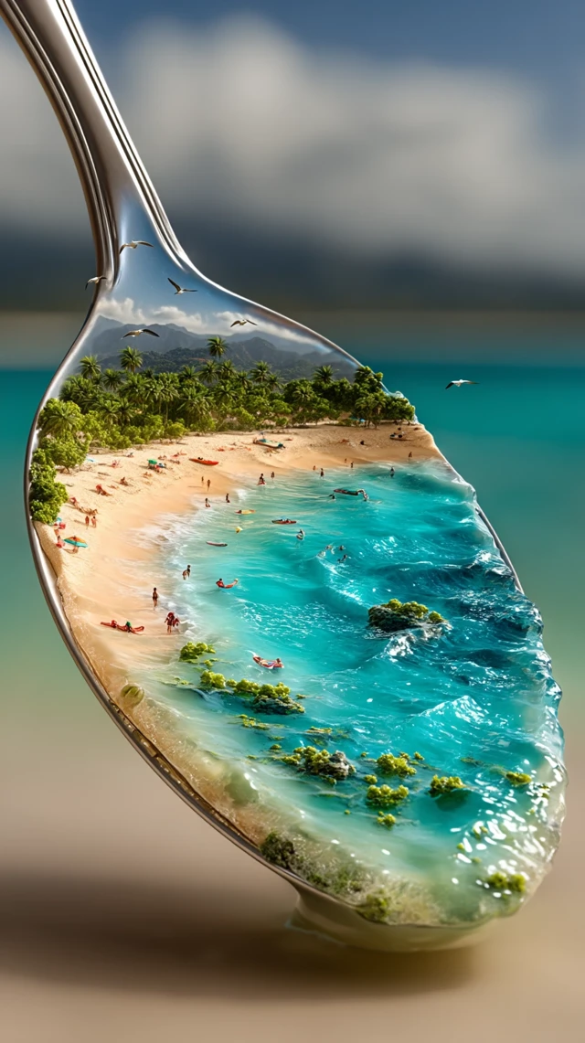 Magical Spoon Beach Tropical Scene with Dreamy Atmosphere