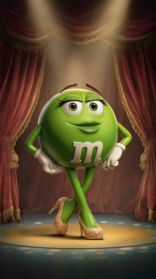 Green M M Character Posing Confidently