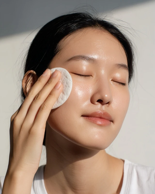 Korean Woman Wiping Face Skincare Routine